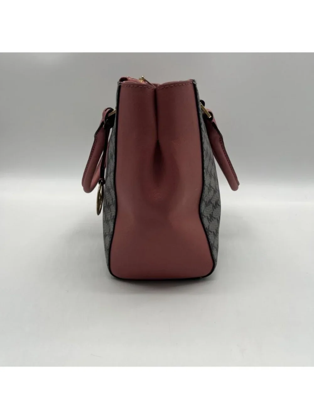 Michael Kors Grey & Pink Coated Canvas Satchel Bag